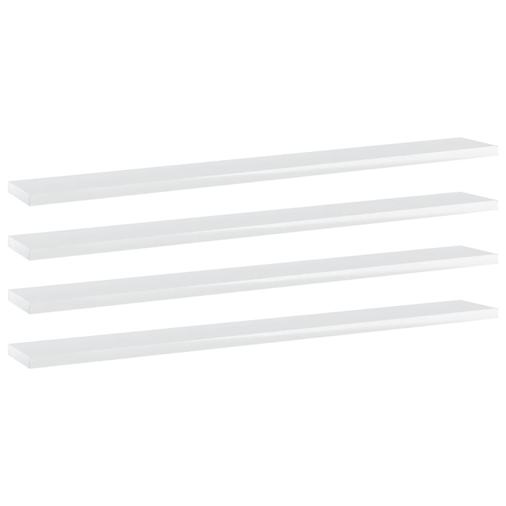 vidaXL Panneaux bibliothèque 4pcs Blanc brillant 80x10x1,5cm Aggloméré