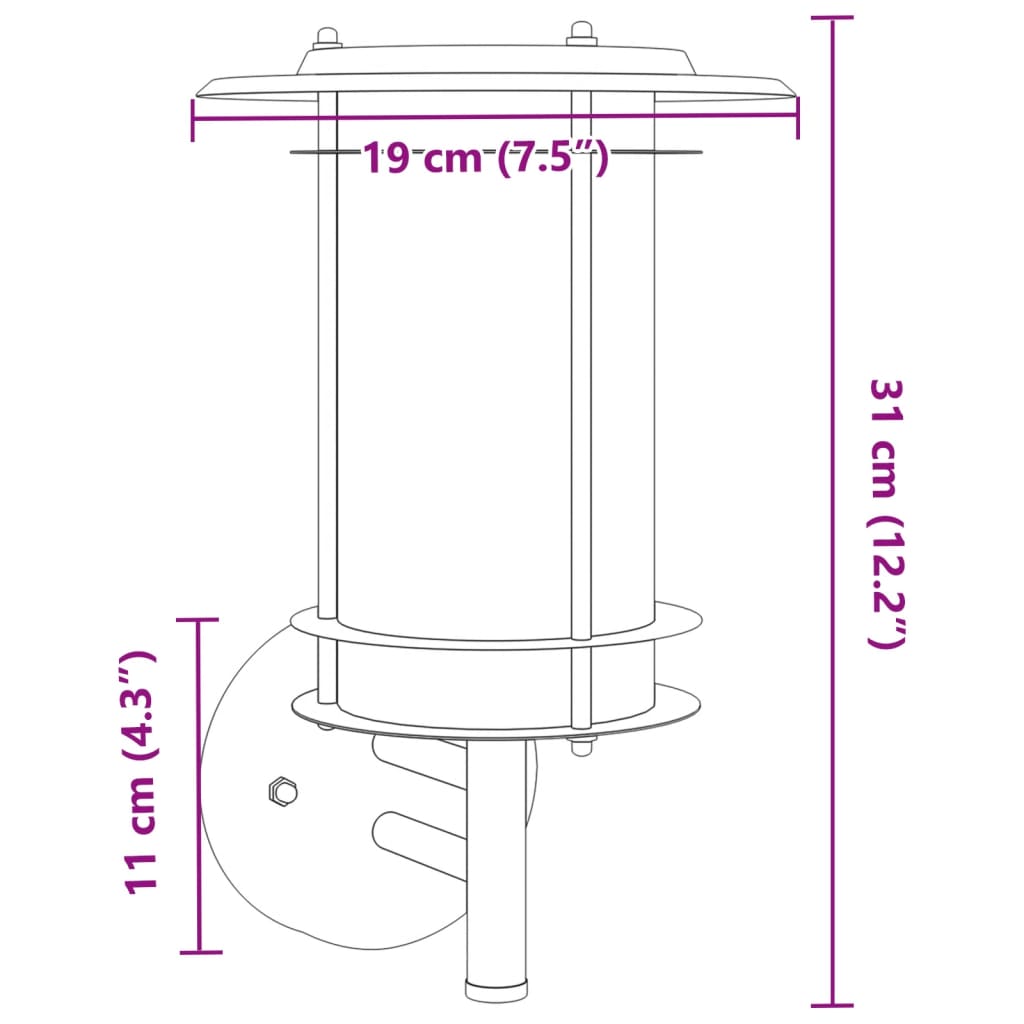 vidaXL Applique murale d'extérieur noir acier inoxydable