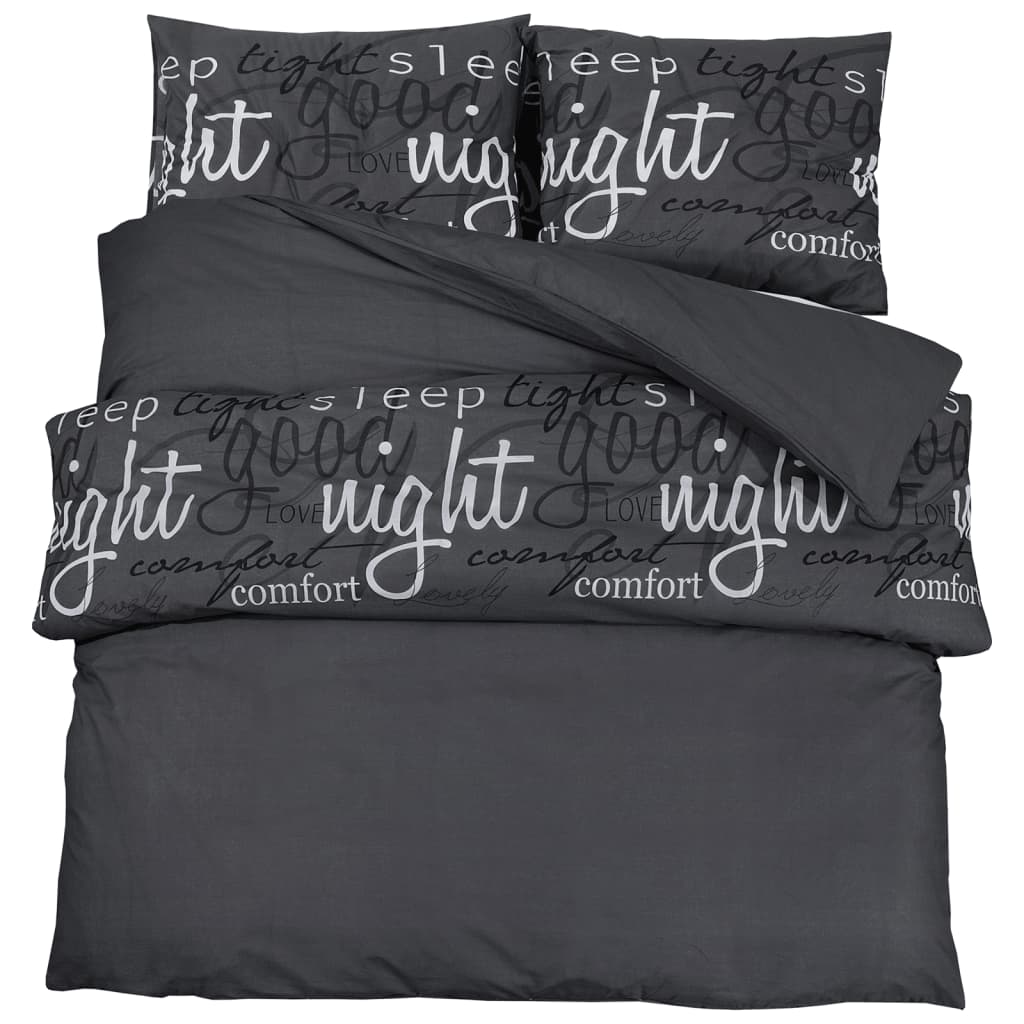 vidaXL Ensemble de housse de couette Noir 200x200 cm Coton