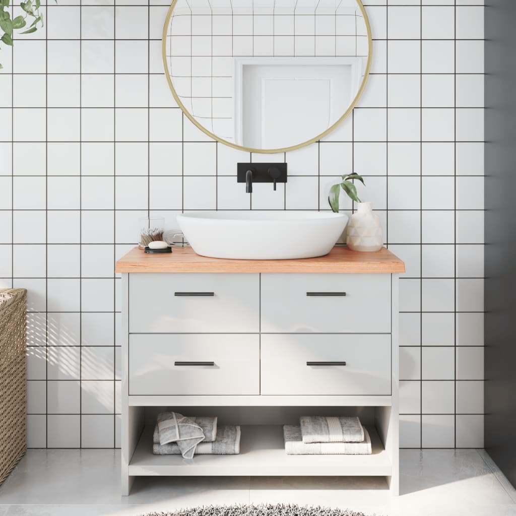 vidaXL Comptoir de salle de bain marron 100x30x(2-4) cm bois traité