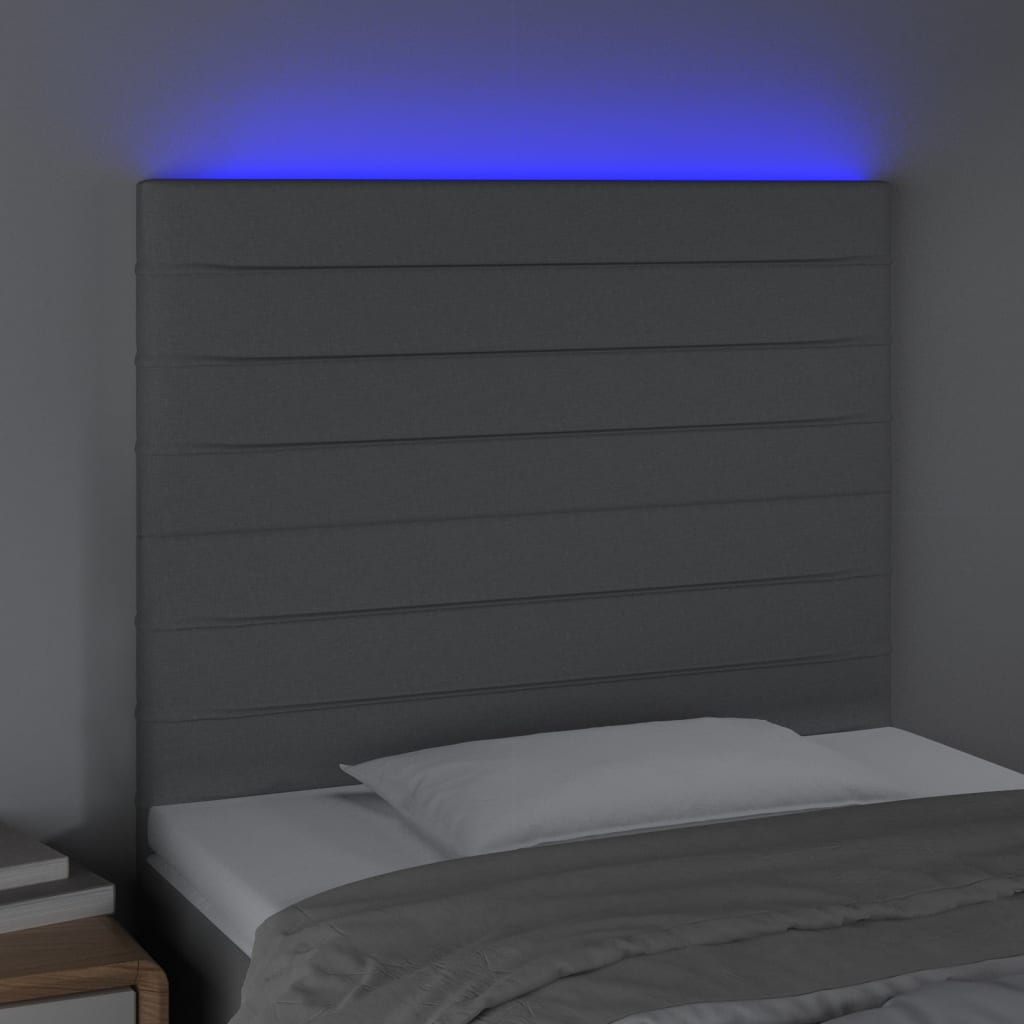 vidaXL Tête de lit à LED Gris clair 80x5x118/128 cm Tissu