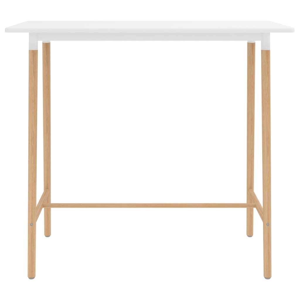 vidaXL Table de bar Blanc 120x60x105 cm MDF et bois de hêtre massif