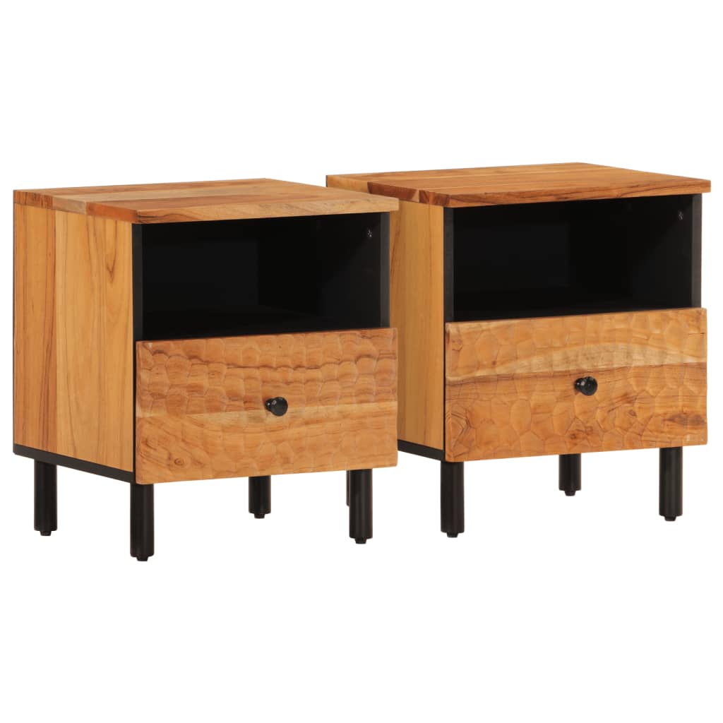 vidaXL Tables de chevet 2 pcs 40x33x46 cm Bois d'acacia massif