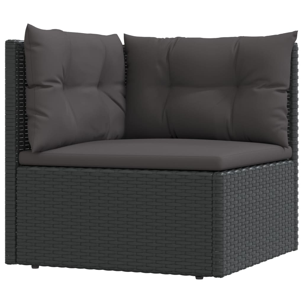 vidaXL Salon de jardin 4 pcs avec coussins Noir Résine tressée