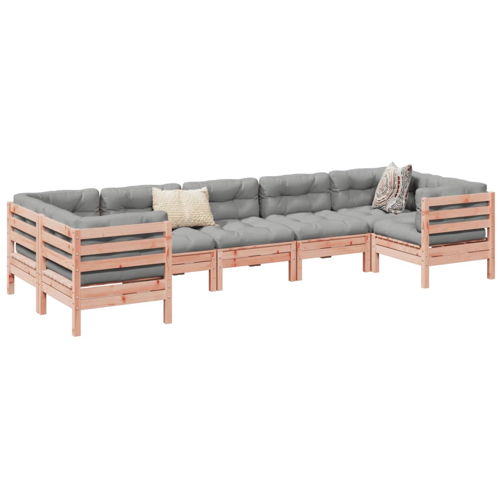 vidaXL Salon de jardin 7 pcs et coussins bois massif sapin de douglas