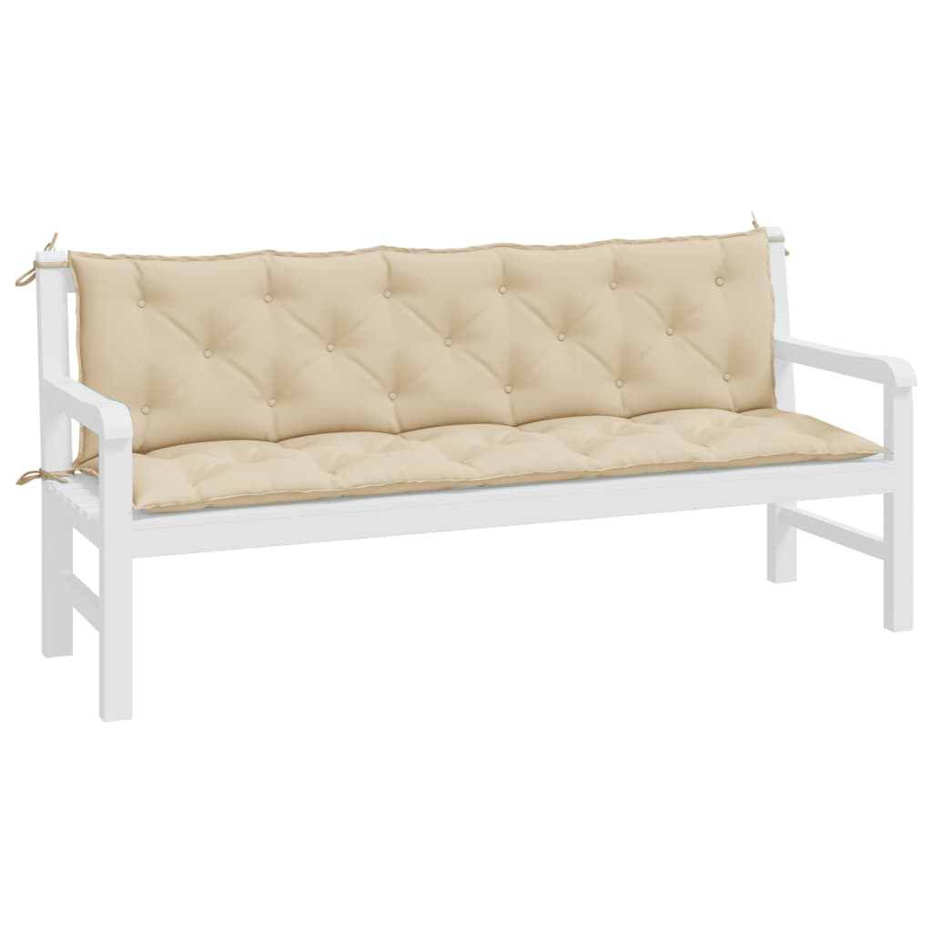 vidaXL Coussins de banc jardin lot de 2 beige 180x50x7 cm tissu Oxford