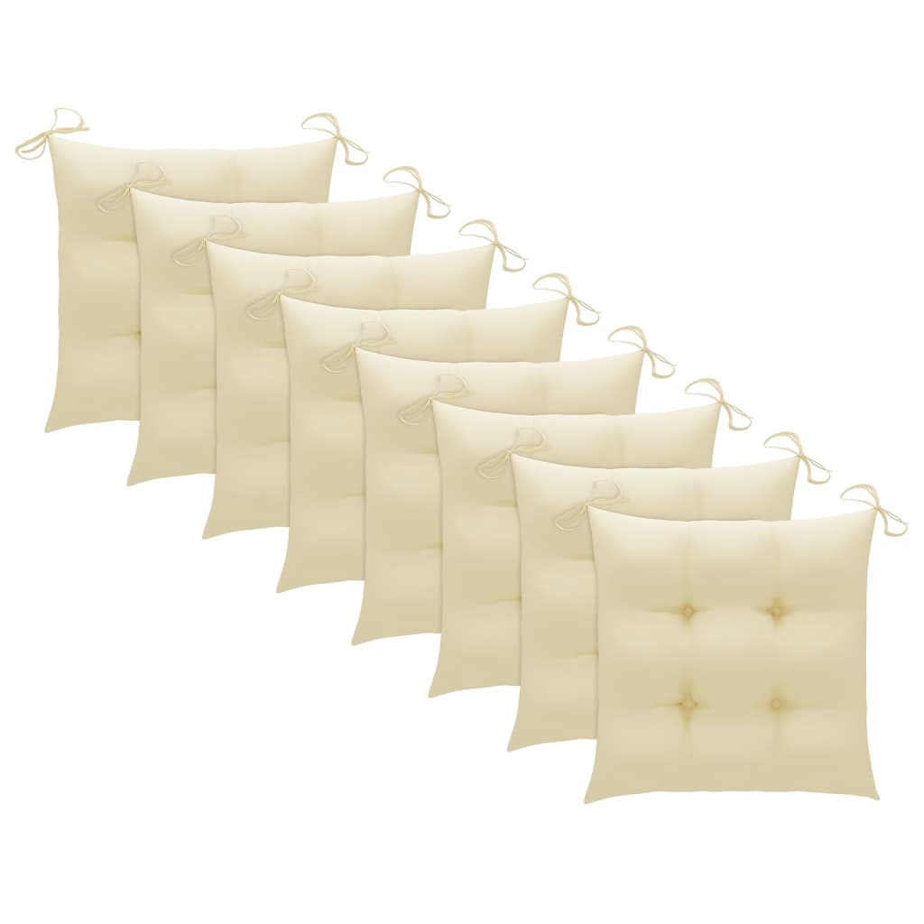 vidaXL Chaises de jardin 8 pcs avec coussins blanc crème Teck solide