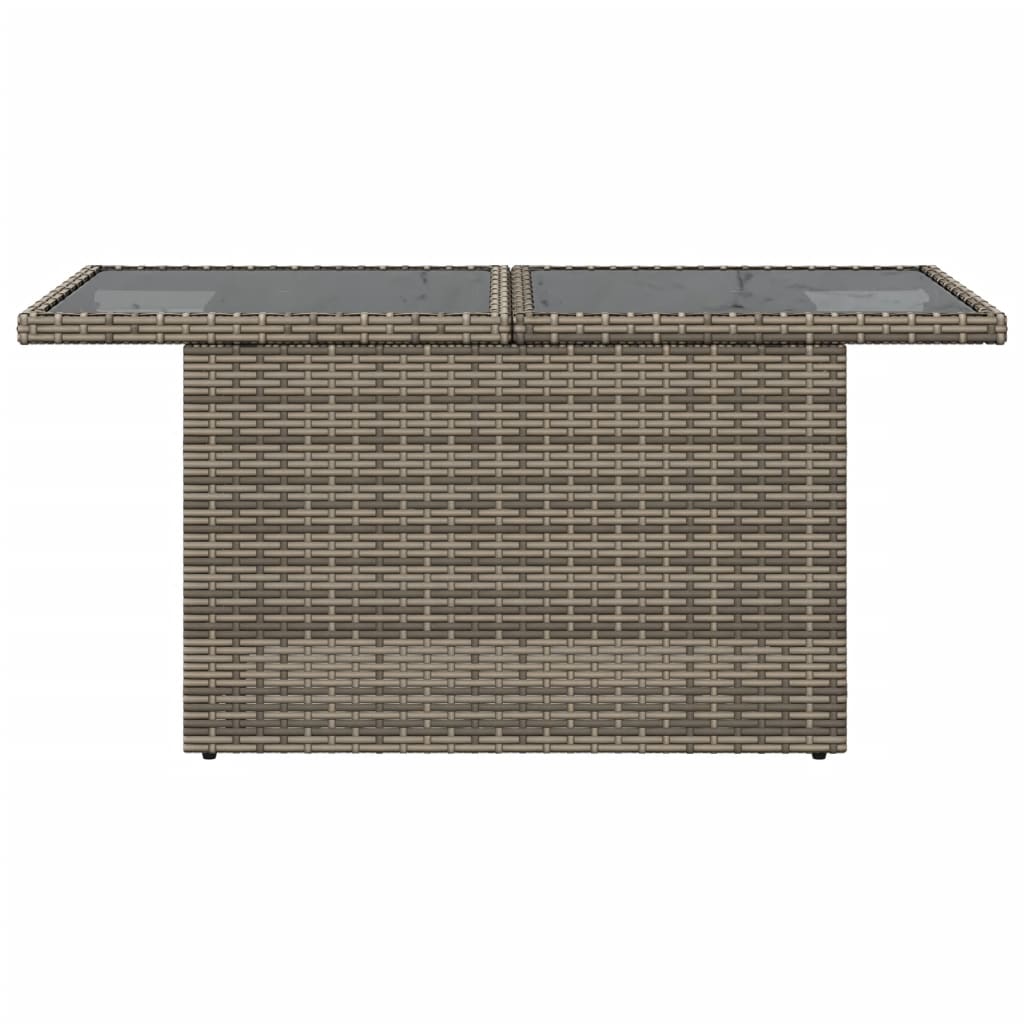 vidaXL Table de jardin dessus en verre gris 100x55x73cm résine tressée