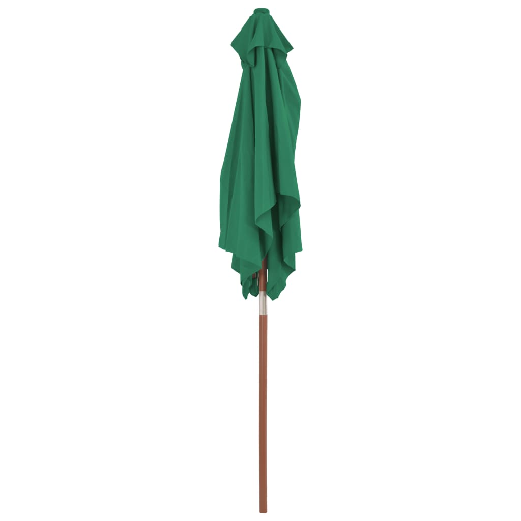 vidaXL Parasol d'extérieur avec mât en bois 150x200 cm vert