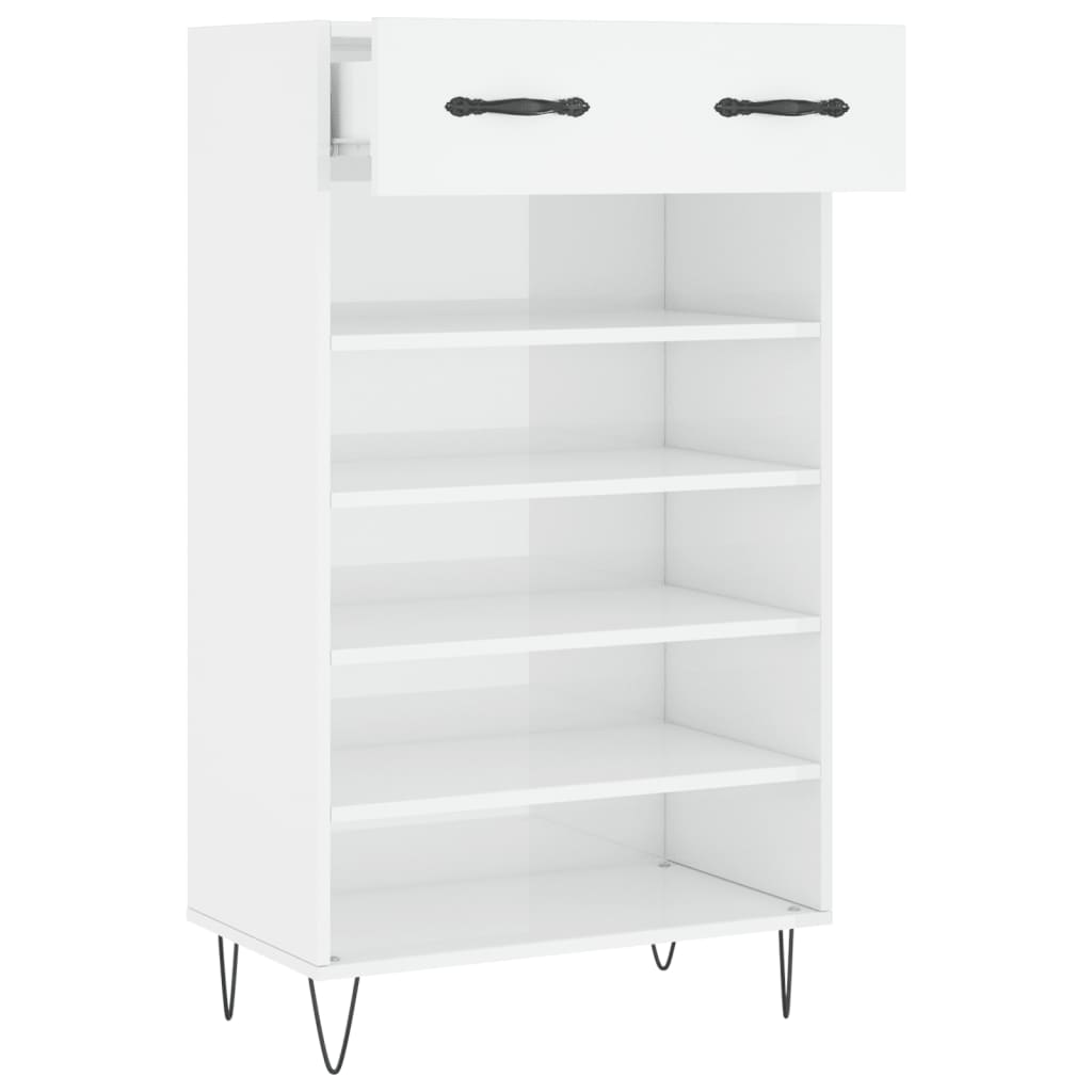 vidaXL Armoire à chaussure Blanc brillant 60x35x105 cm Bois ingénierie