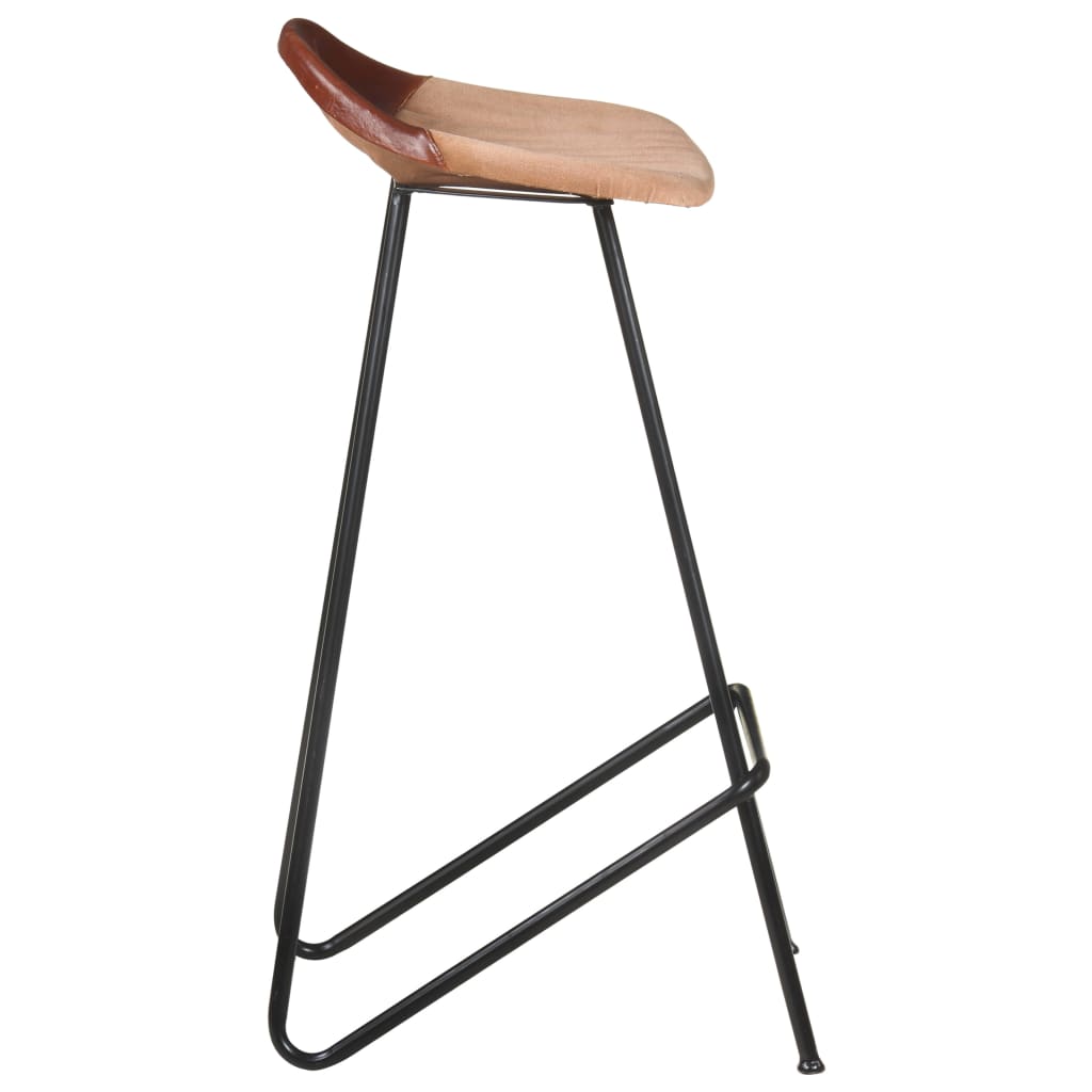 vidaXL Tabourets de bar lot de 4 marron cuir véritable