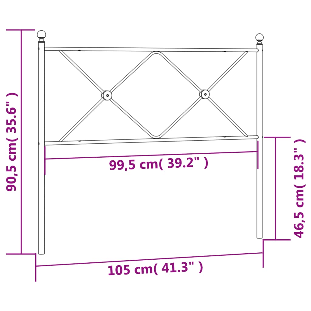 vidaXL Tête de lit métal noir 100 cm