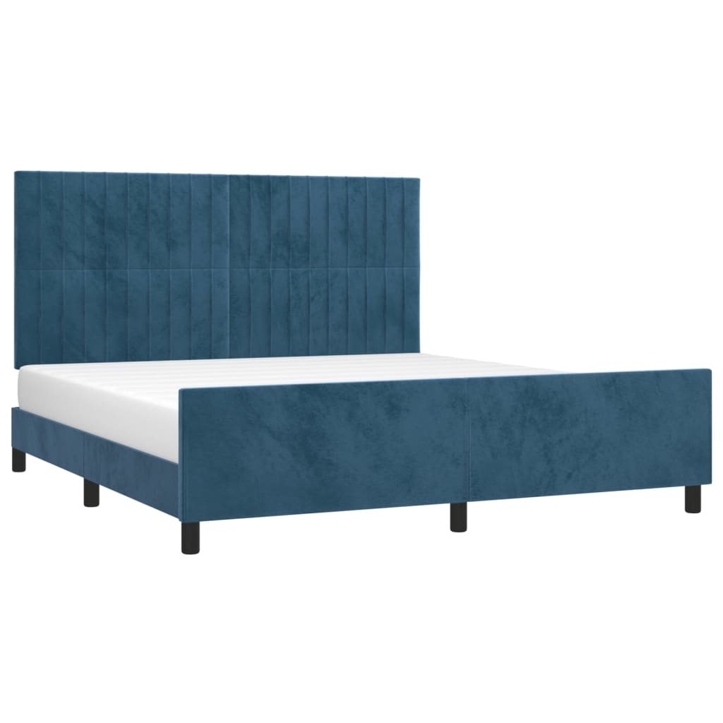 vidaXL Cadre de lit sans matelas bleu foncé 160x200 cm velours