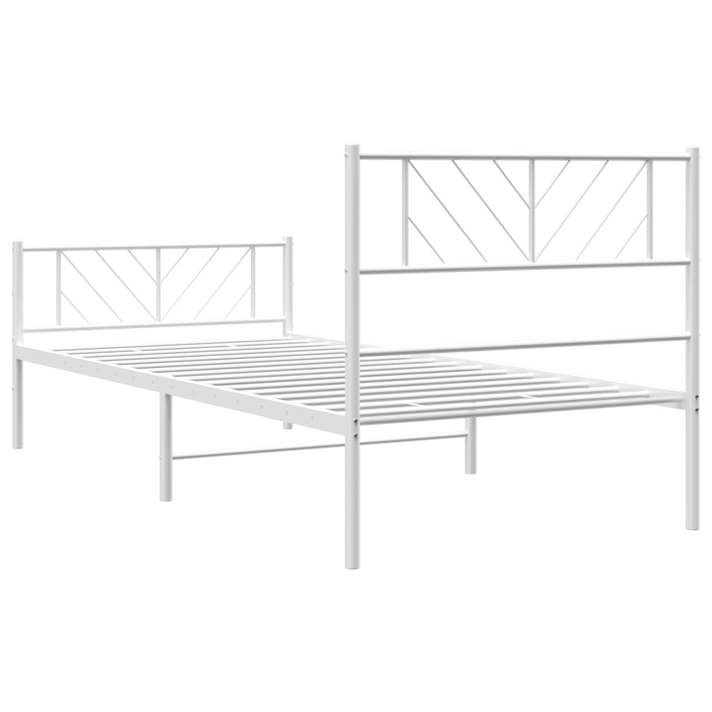 vidaXL Cadre de lit métal avec tête de lit/pied de lit blanc 80x200 cm