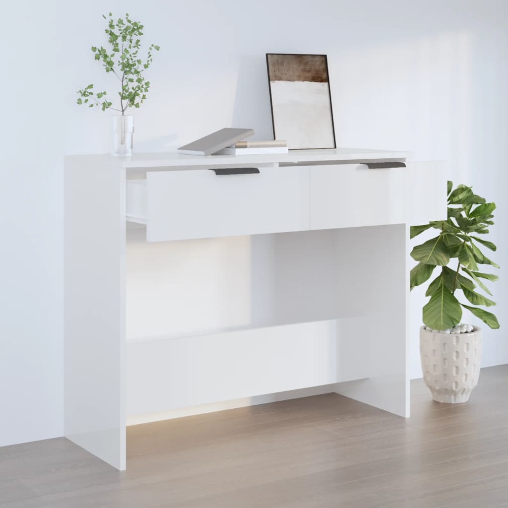 vidaXL Table console Blanc brillant 90x36x75 cm Bois d'ingénierie