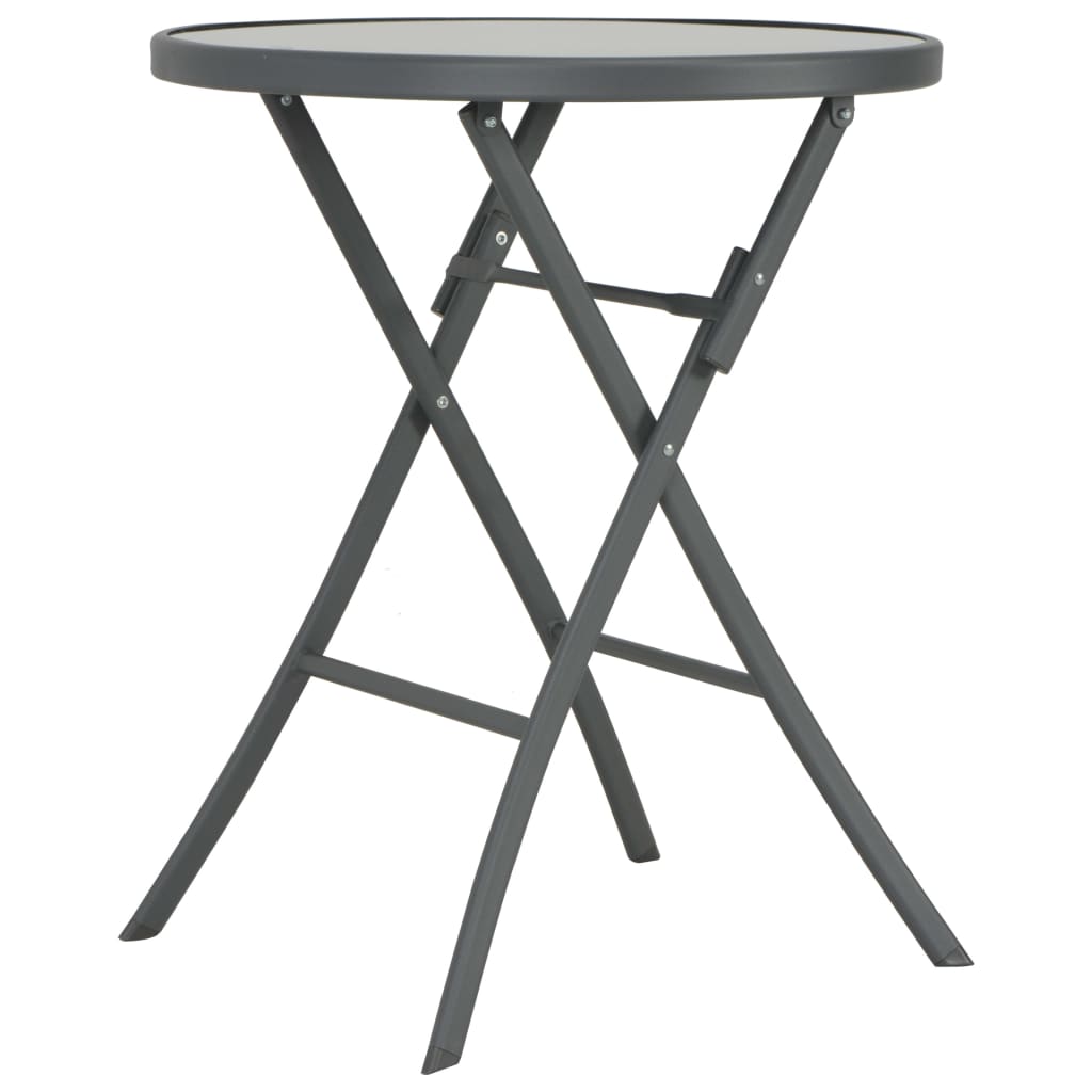vidaXL Table de bistro pliable Gris 60 x 70 cm Verre et acier