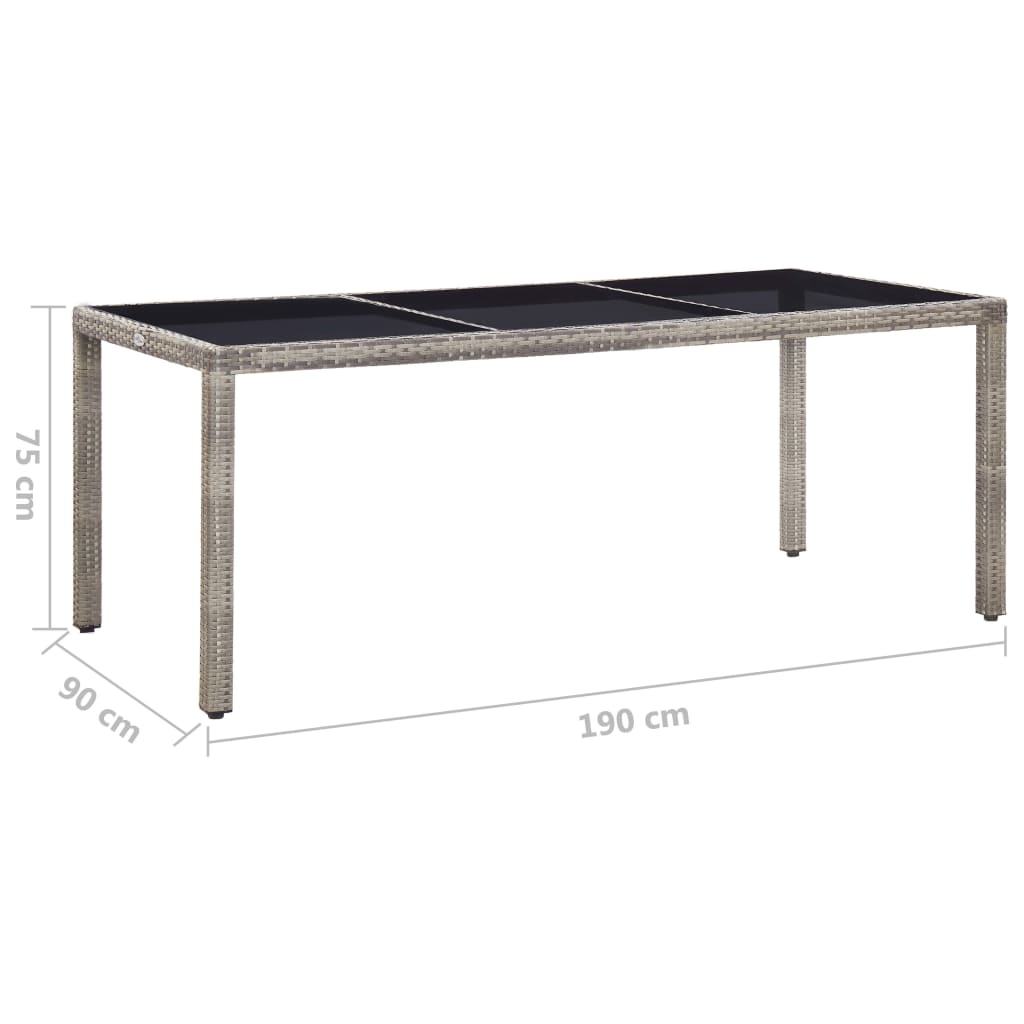 vidaXL Table de jardin Gris 190x90x75 cm Résine tressée
