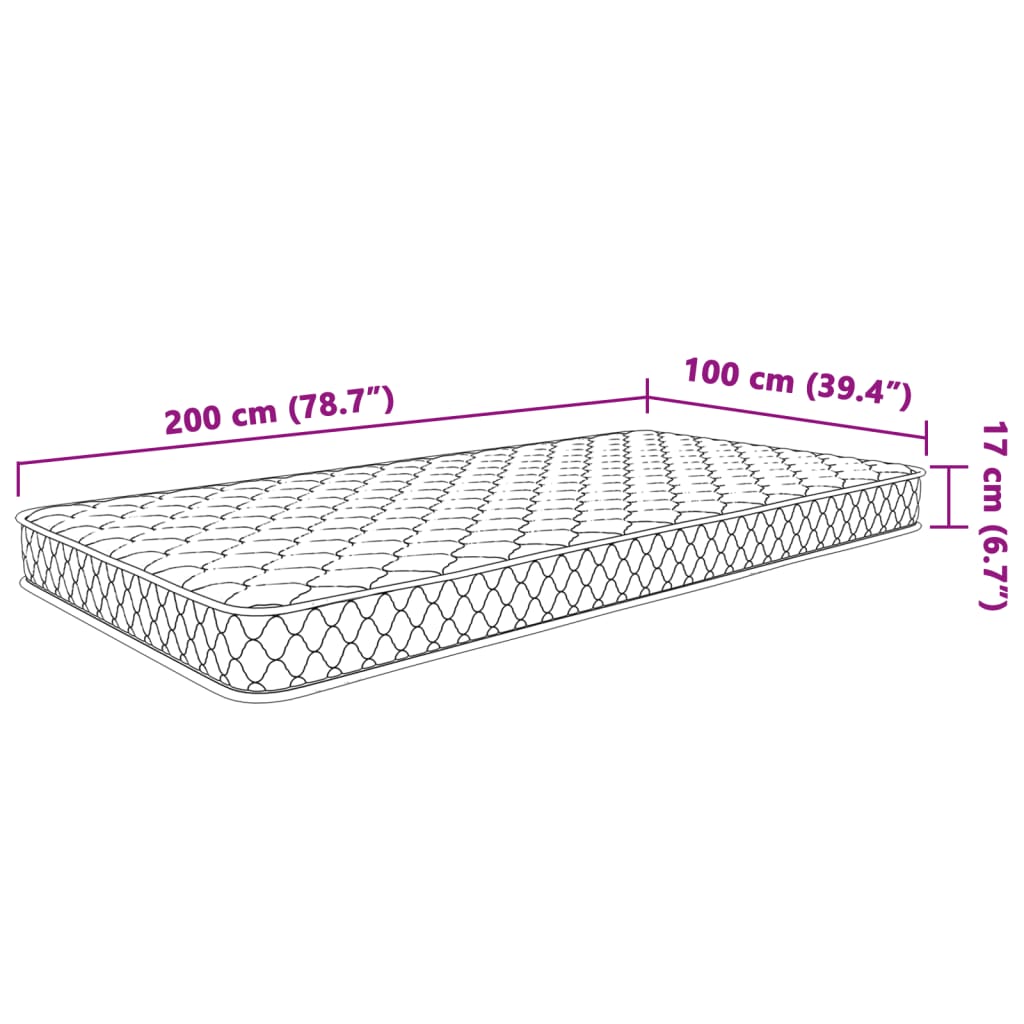 vidaXL Matelas en mousse à mémoire de forme blanc 100x200x17 cm