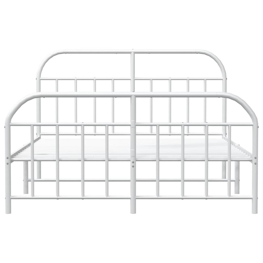 vidaXL Cadre de lit métal sans matelas et pied de lit blanc 150x200 cm