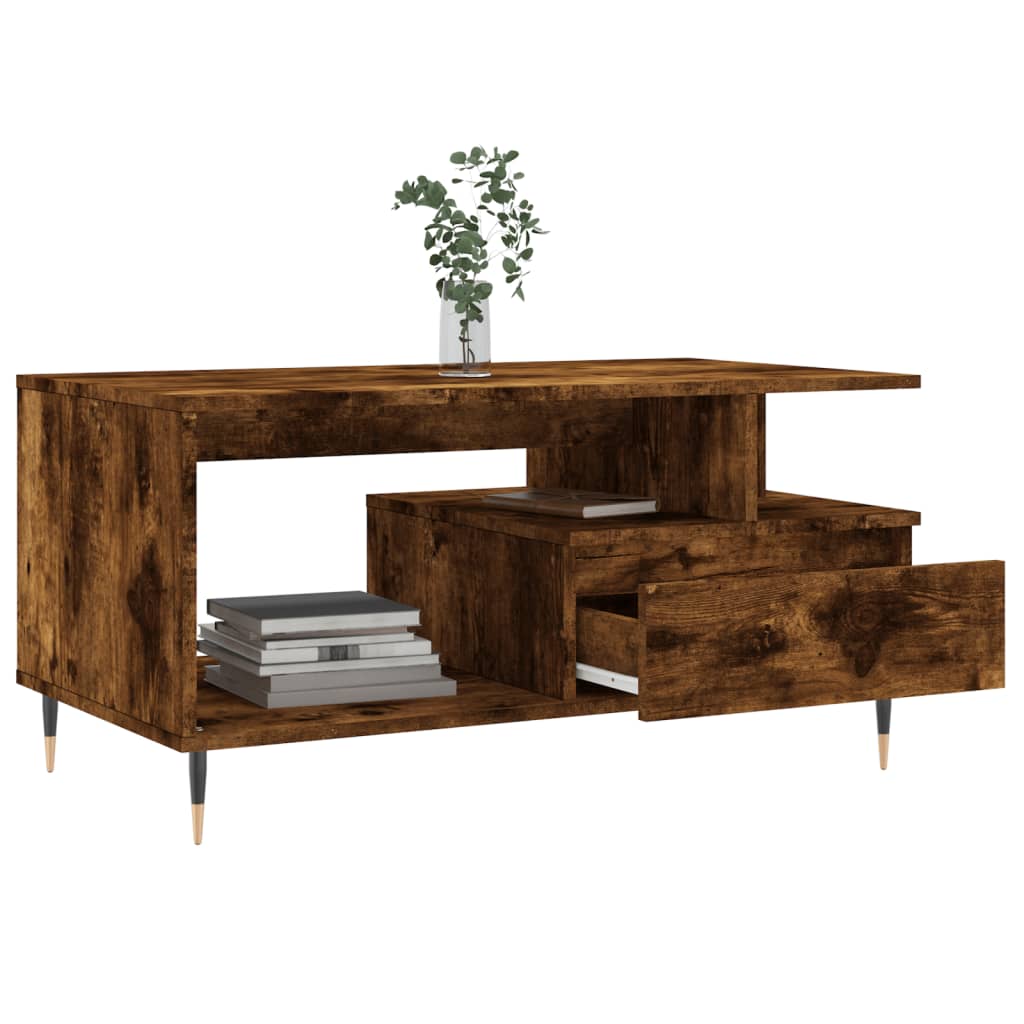 vidaXL Table basse Chêne fumé 90x49x45 cm Bois d'ingénierie