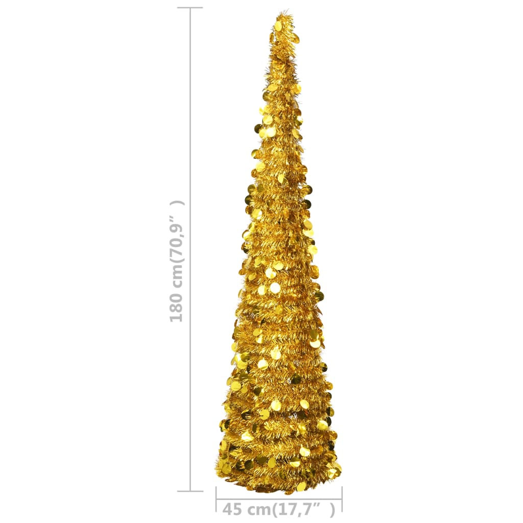 vidaXL Sapin de Noël artificiel escamotable doré 180 cm PET