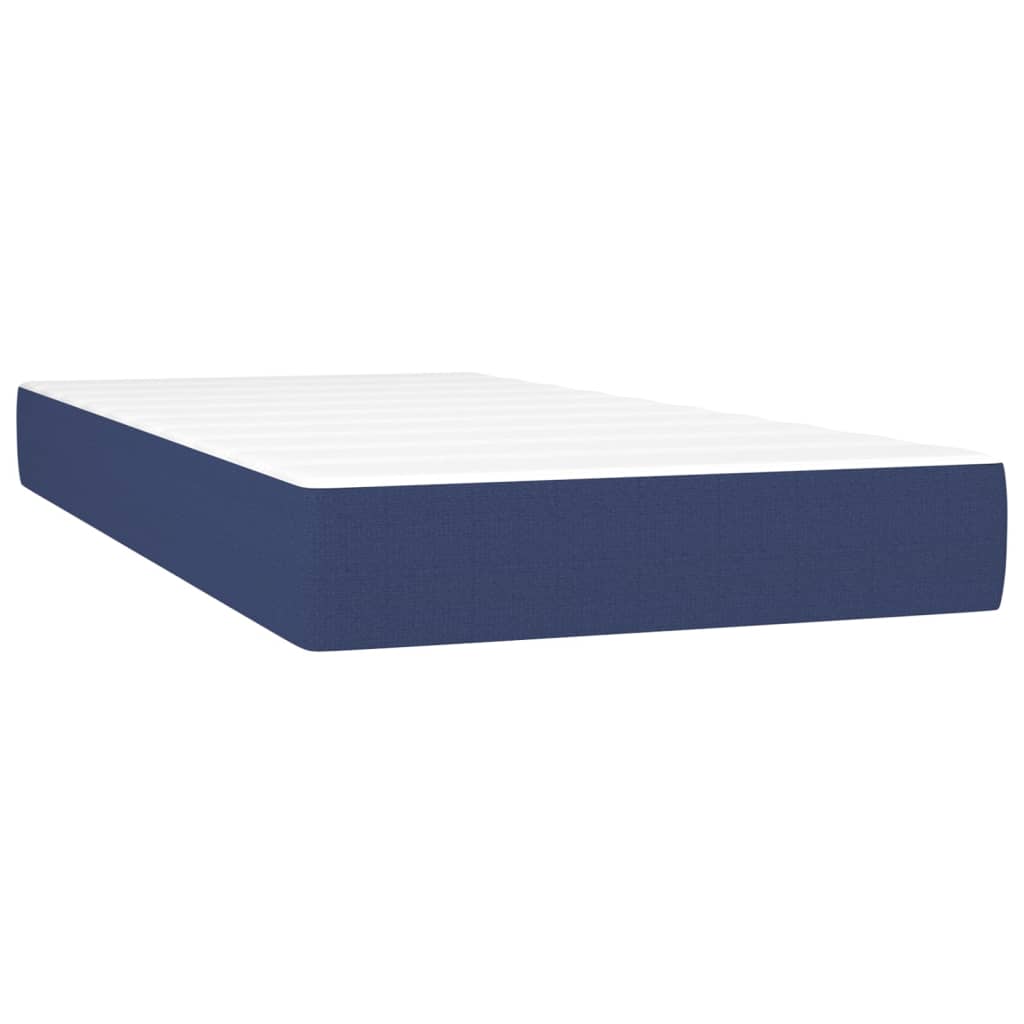 vidaXL Sommier à lattes de lit avec matelas Bleu 90x190 cm Tissu