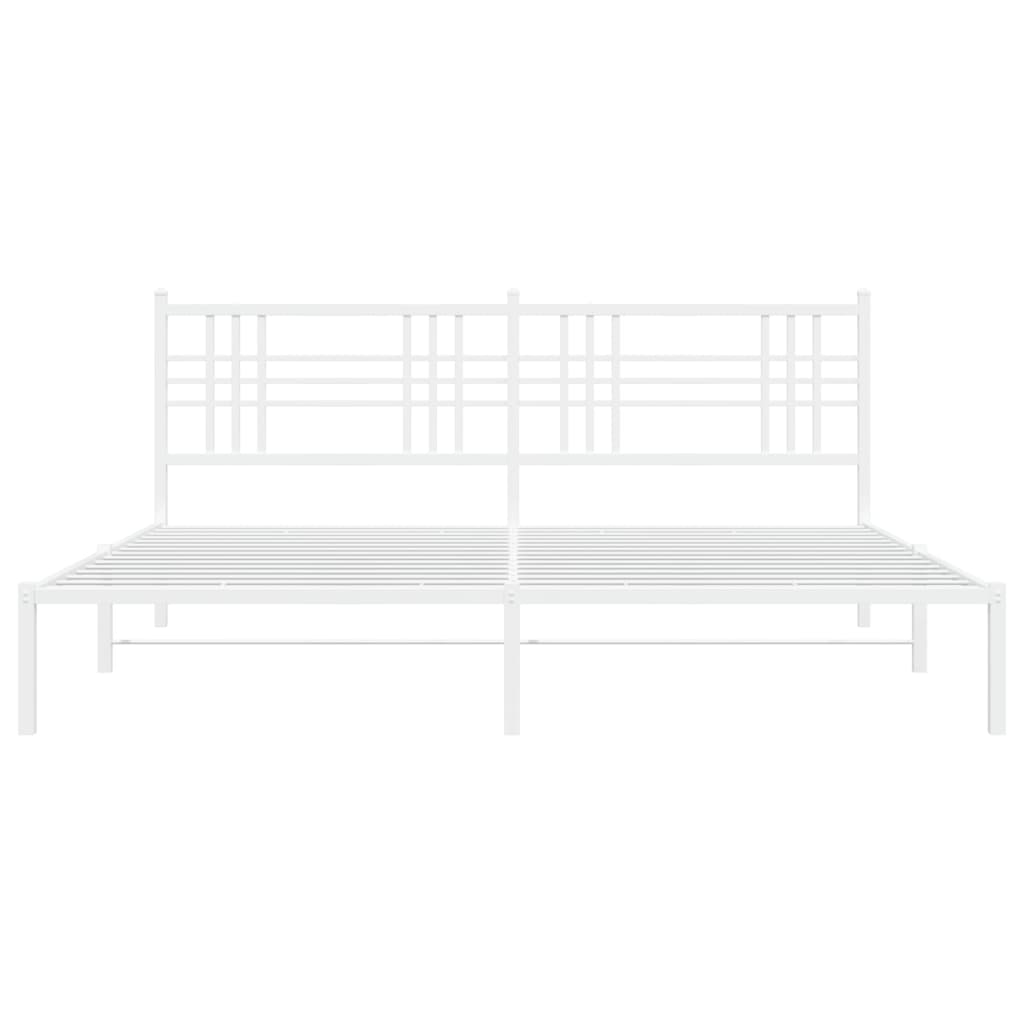 vidaXL Cadre de lit métal avec tête de lit blanc 180x200 cm