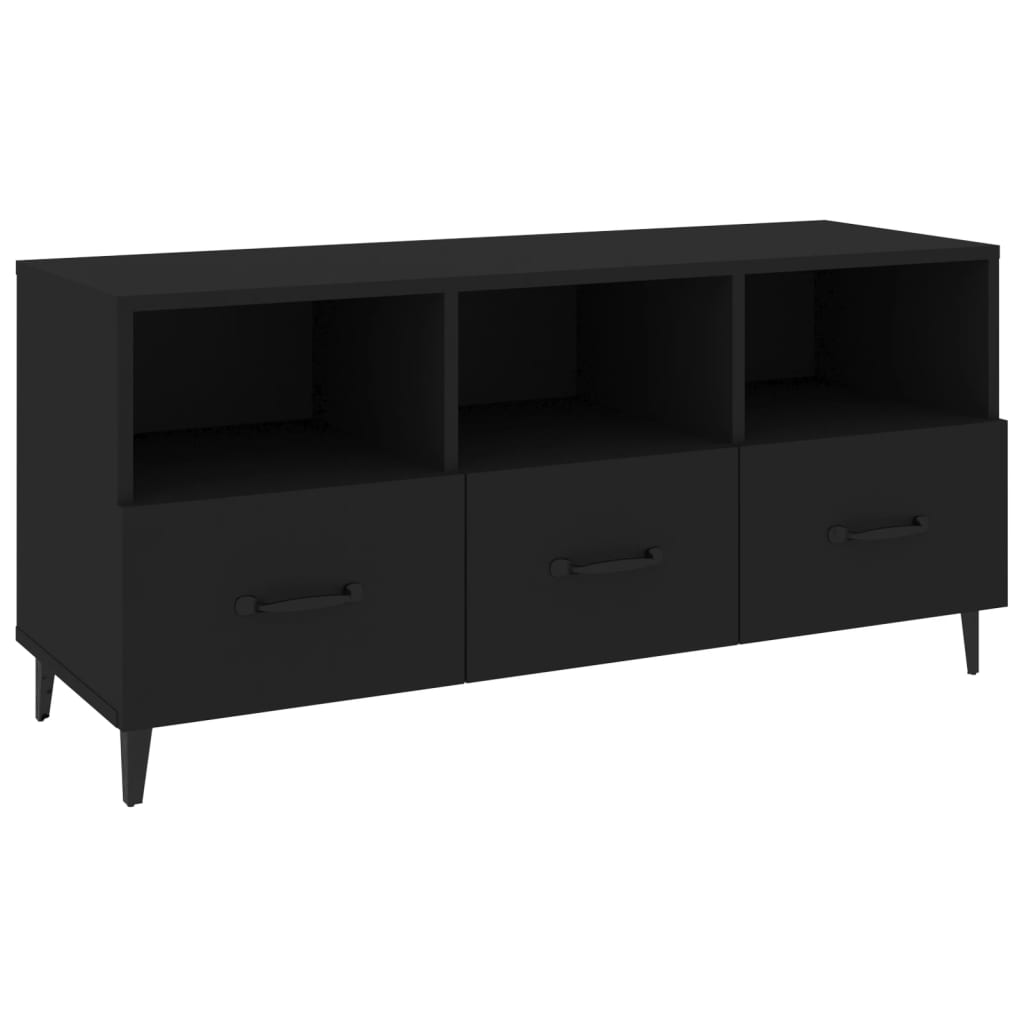 vidaXL Meuble TV Noir 102x35x50 cm Bois d'ingénierie