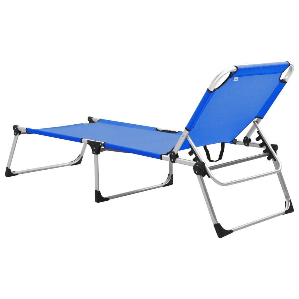 vidaXL Chaise longue pliable extra haute pour seniors Bleu Aluminium