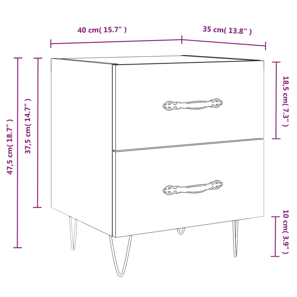 vidaXL Table de chevet sonoma gris 40x35x47,5 cm bois d’ingénierie