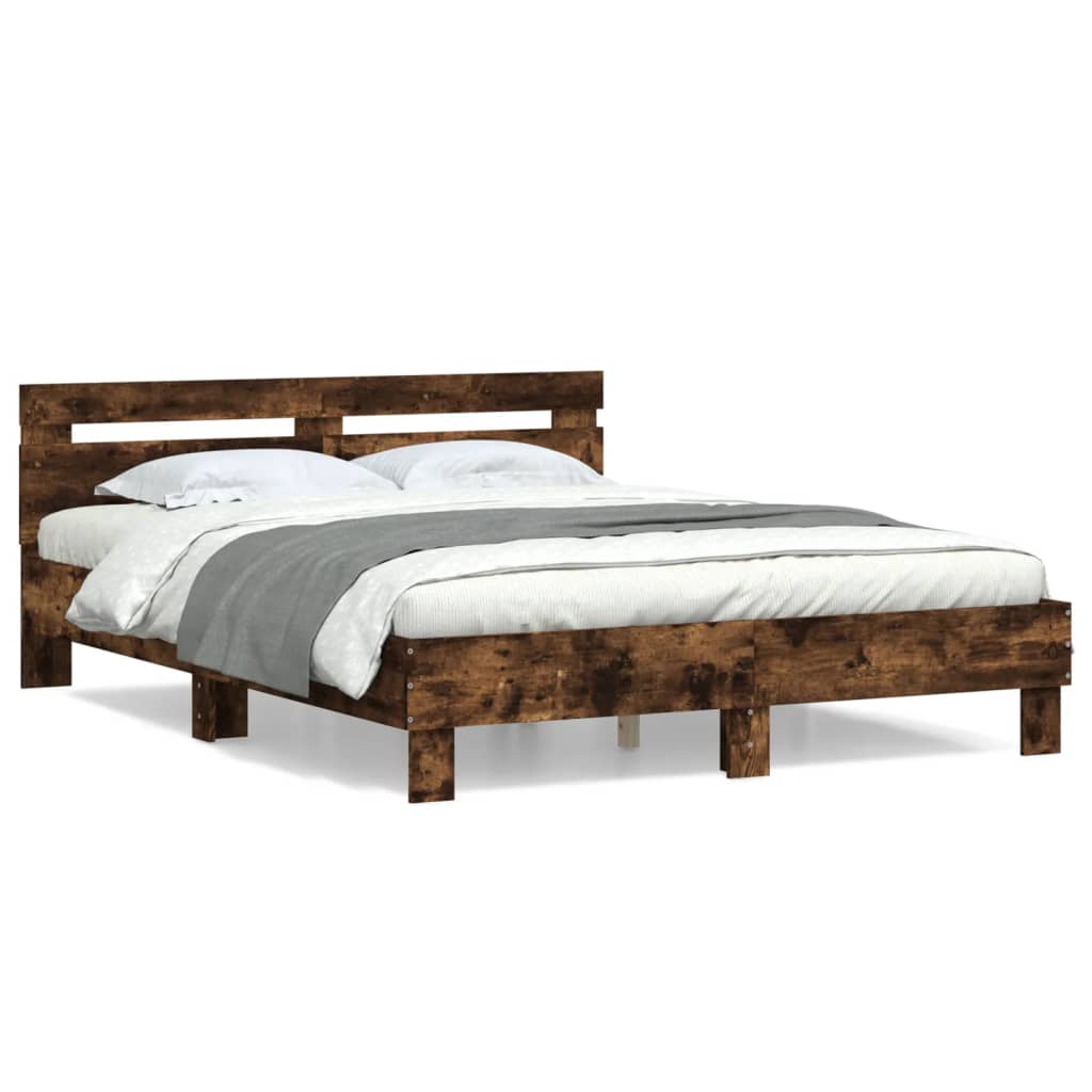 vidaXL Cadre de lit sans matelas chêne fumé 140x190 cm