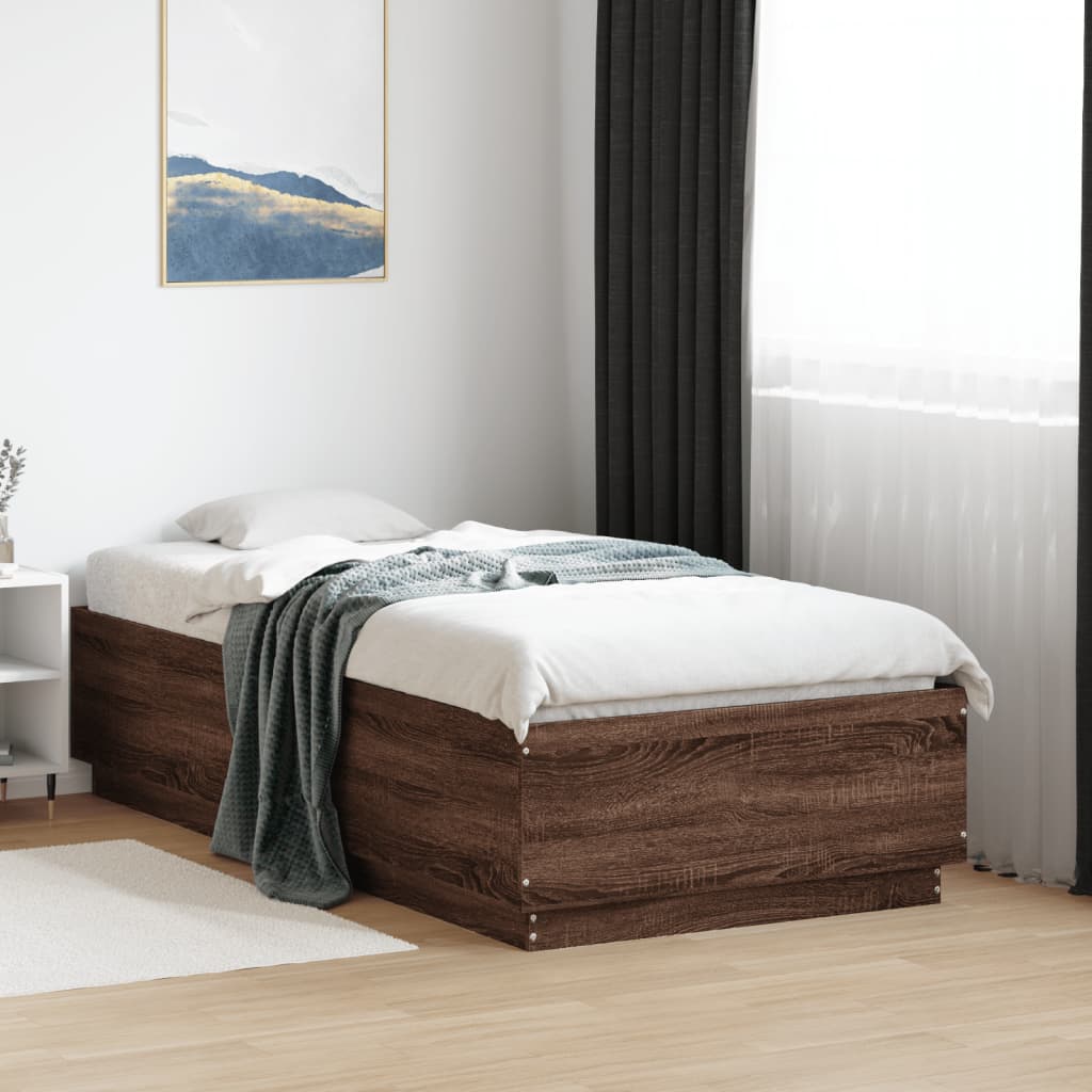 vidaXL Cadre de lit avec LED sans matelas chêne marron 75x190 cm