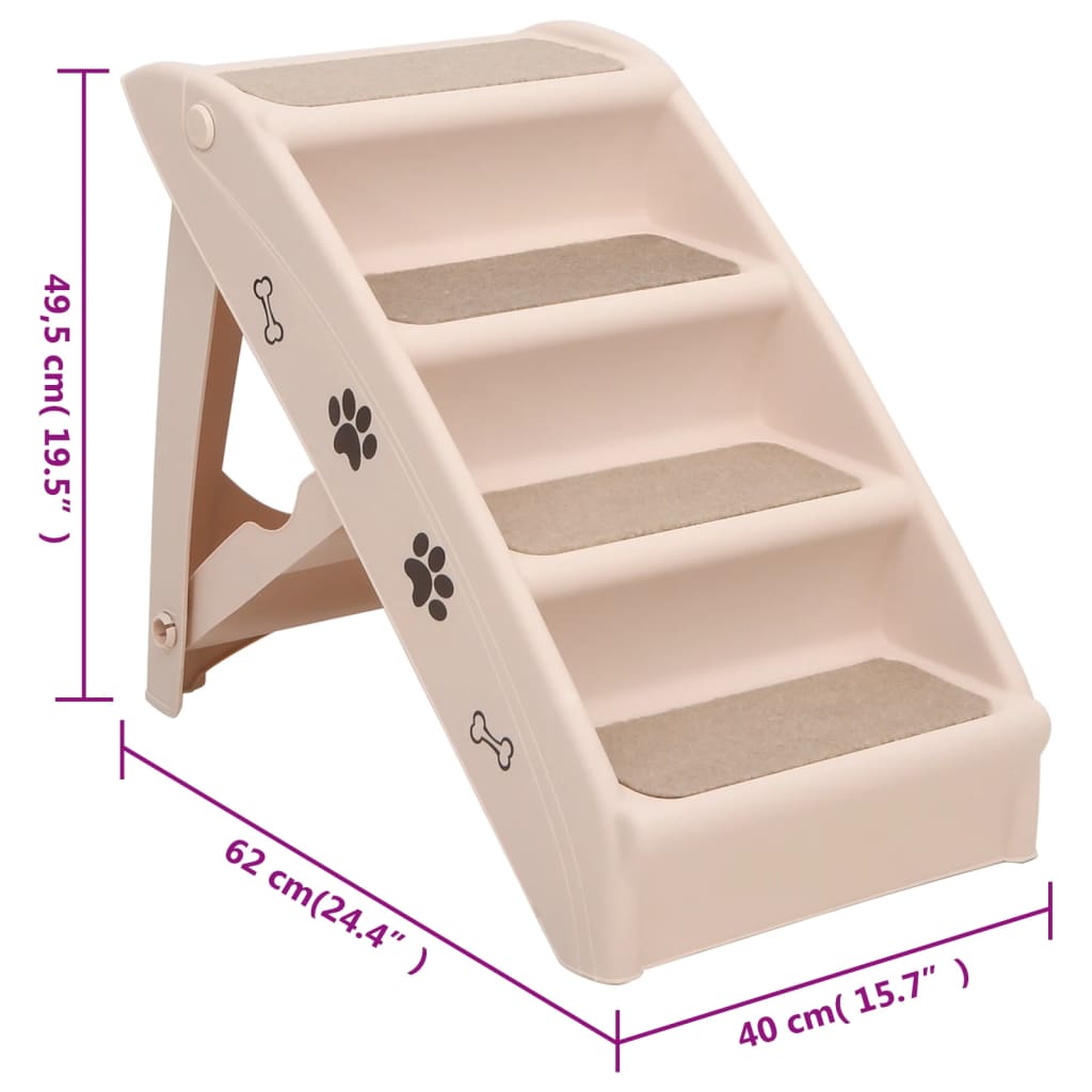 vidaXL Escaliers pliables pour chiens Crème 62x40x49,5 cm