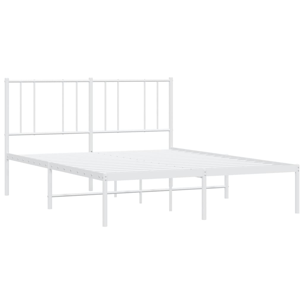 vidaXL Cadre de lit métal sans matelas et tête de lit blanc 135x190 cm