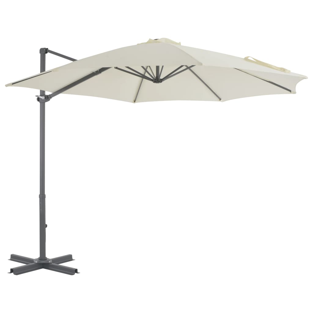 vidaXL Parasol de jardin en porte-à-faux et poteau en aluminium sable