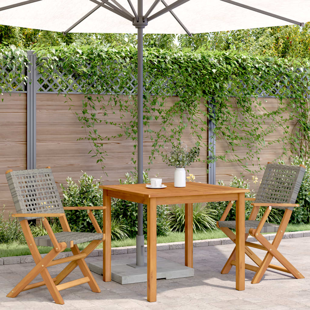 vidaXL Chaises de jardin lot de 2 gris bois massif d'acacia et rotin