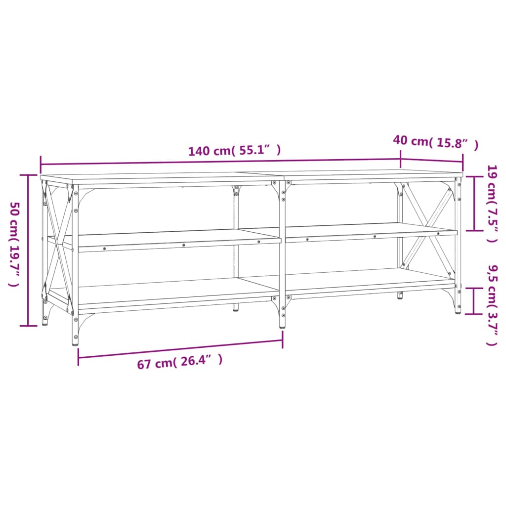 vidaXL Meuble TV chêne marron 140x40x50 cm bois d'ingénierie