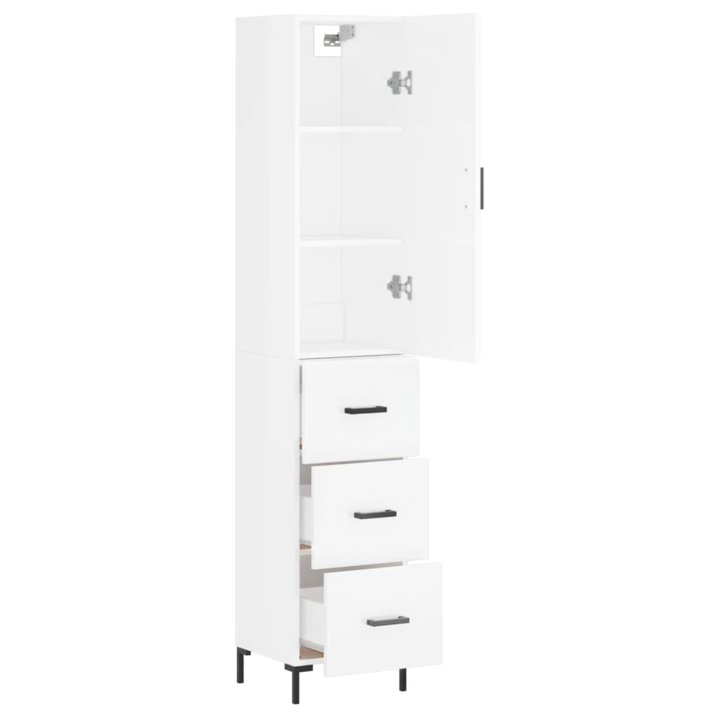 vidaXL Buffet haut Blanc brillant 34,5x34x180 cm Bois d'ingénierie