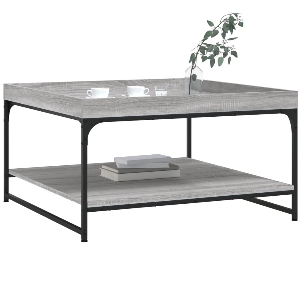 vidaXL Table basse sonoma gris 80x80x45 cm bois d'ingénierie et fer