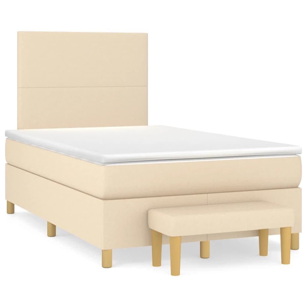 vidaXL Sommier à lattes de lit avec matelas crème 120x190 cm tissu