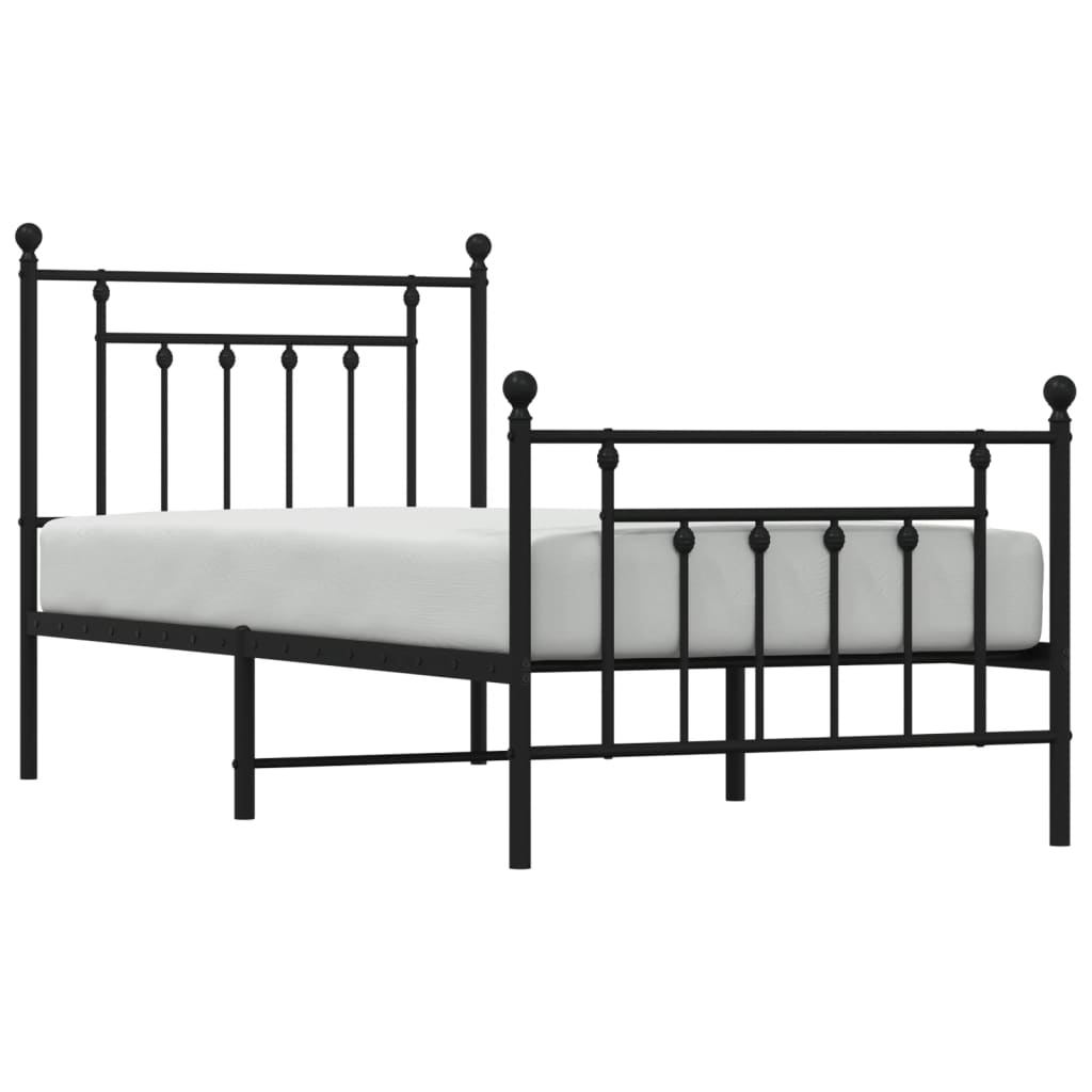 vidaXL Cadre de lit métal sans matelas avec pied de lit noir 90x190 cm