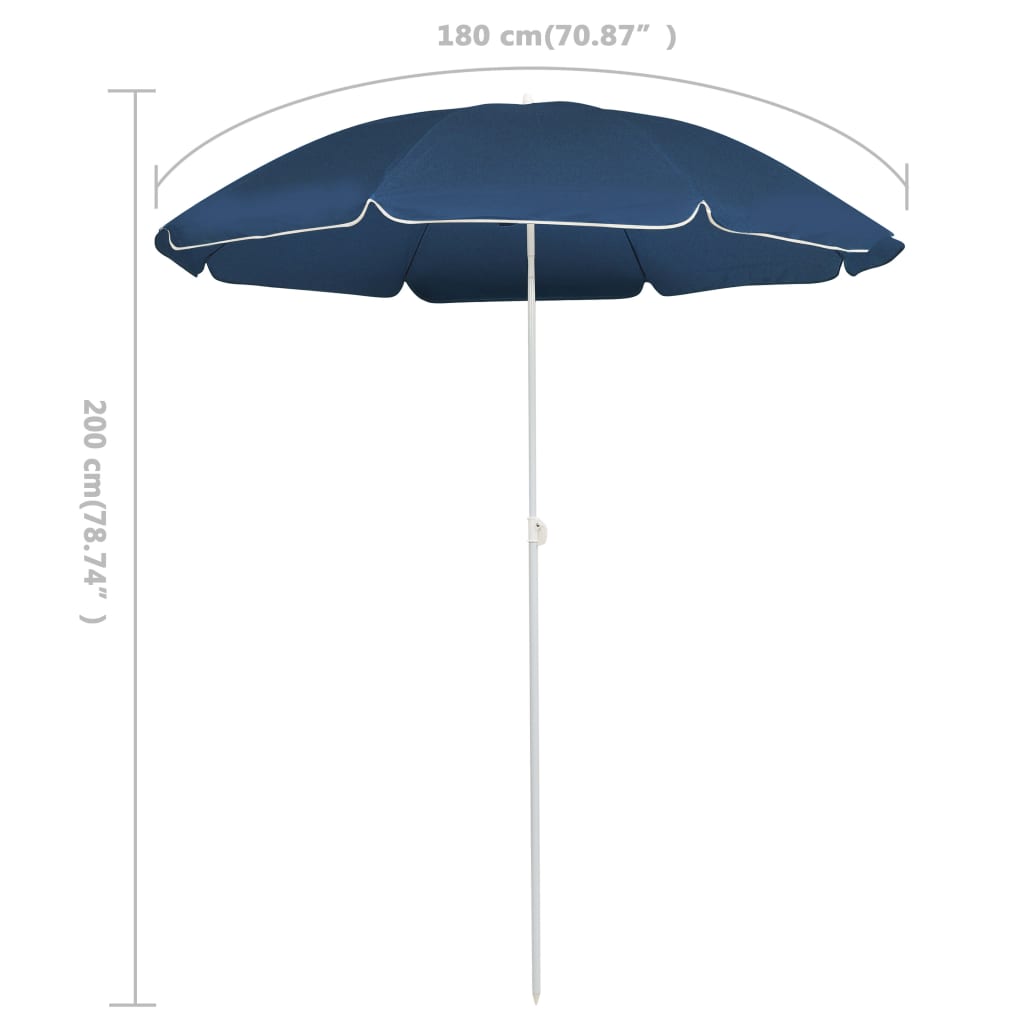 vidaXL Parasol de jardin avec mât en acier bleu 180 cm