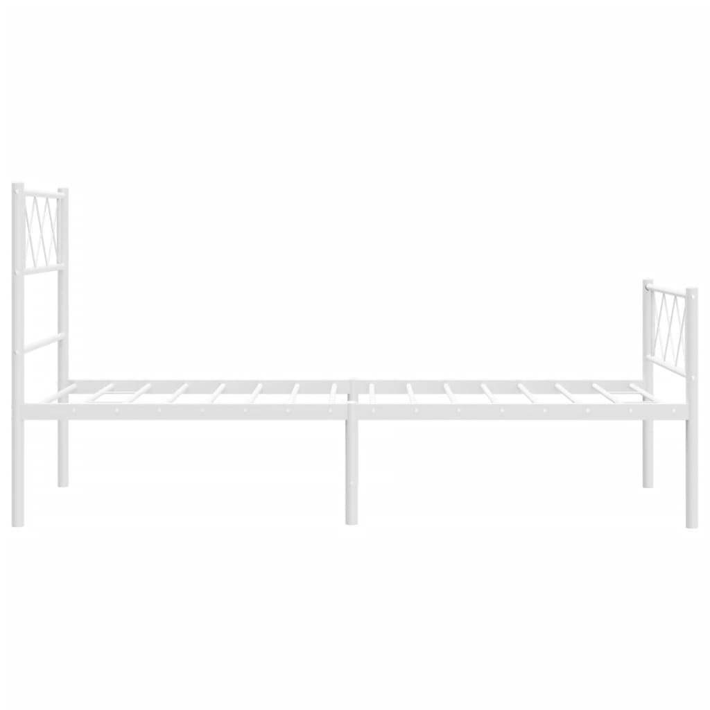 vidaXL Cadre de lit métal sans matelas et pied de lit blanc 100x190 cm