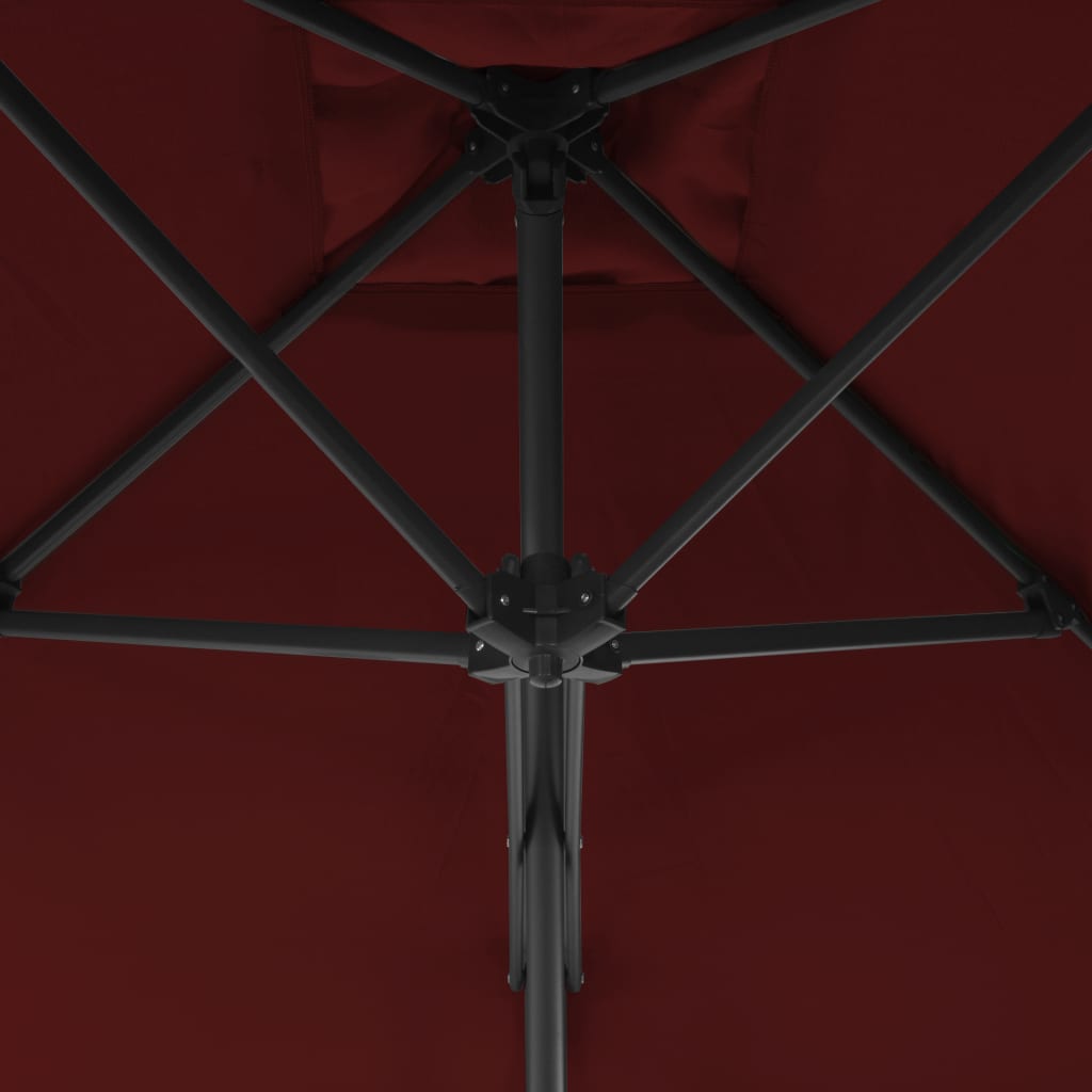 vidaXL Parasol d'extérieur avec mât en acier Bordeaux 250x250x230 cm
