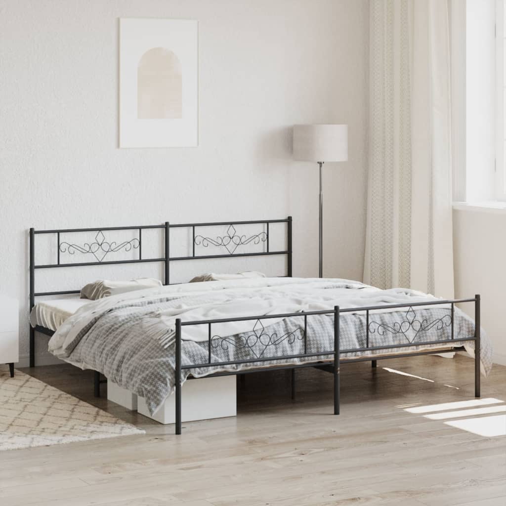 vidaXL Cadre de lit métal sans matelas avec pied de lit noir 183x213cm