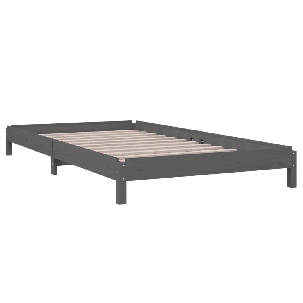 vidaXL Lit empilable sans matelas gris 100x200 cm bois massif de pin