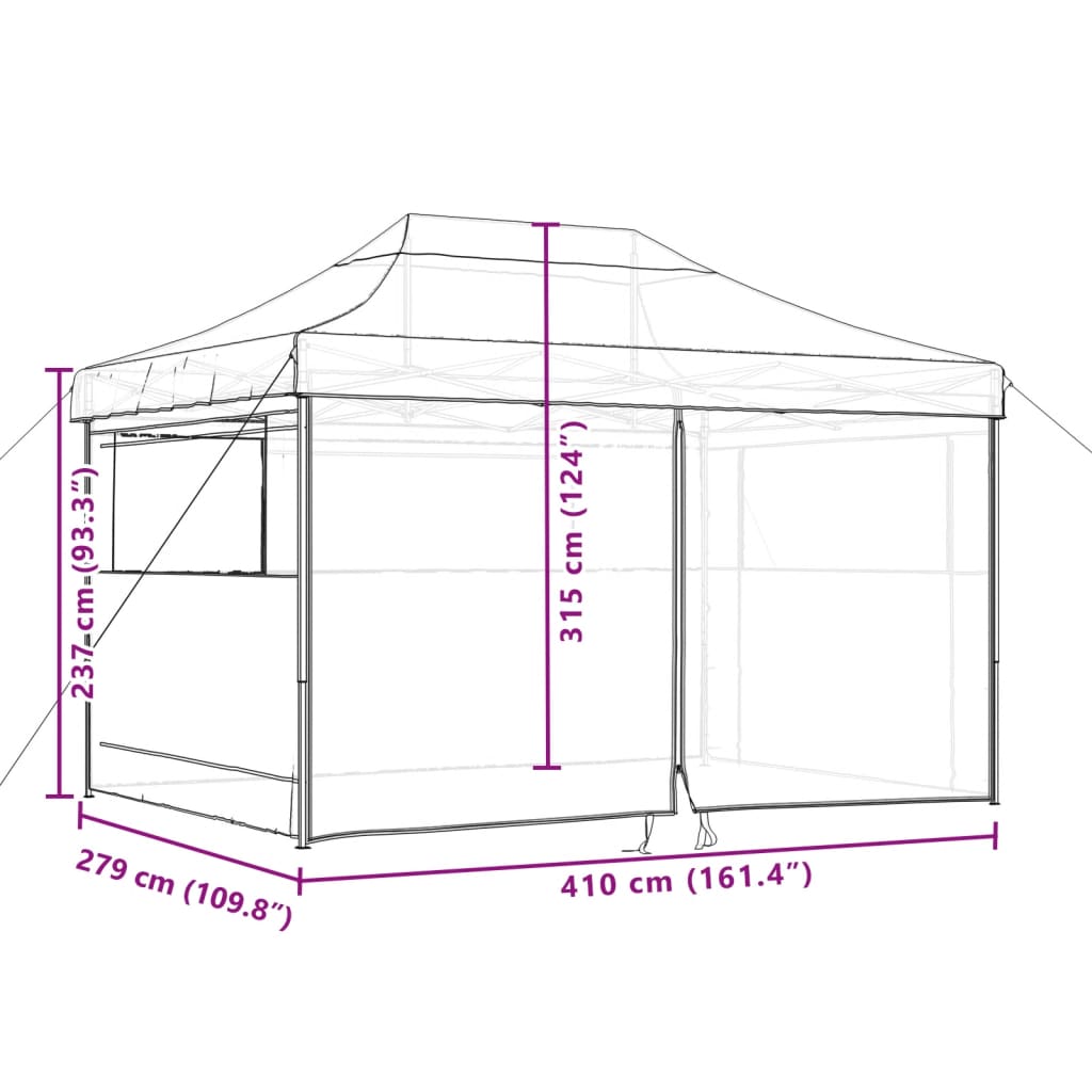 vidaXL Tente de réception pliable escamotable avec 4 parois latérales