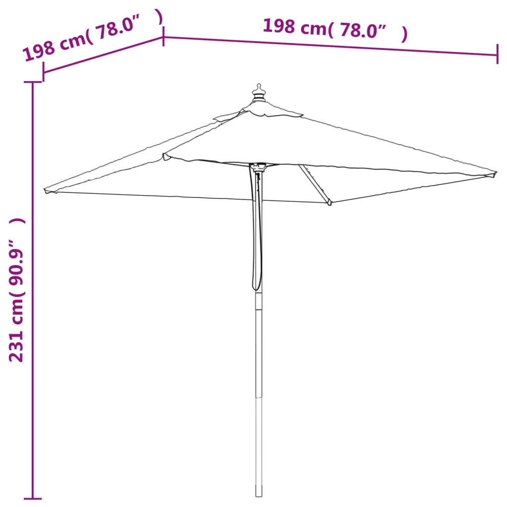 vidaXL Parasol de jardin avec mât en bois taupe 198x198x231 cm