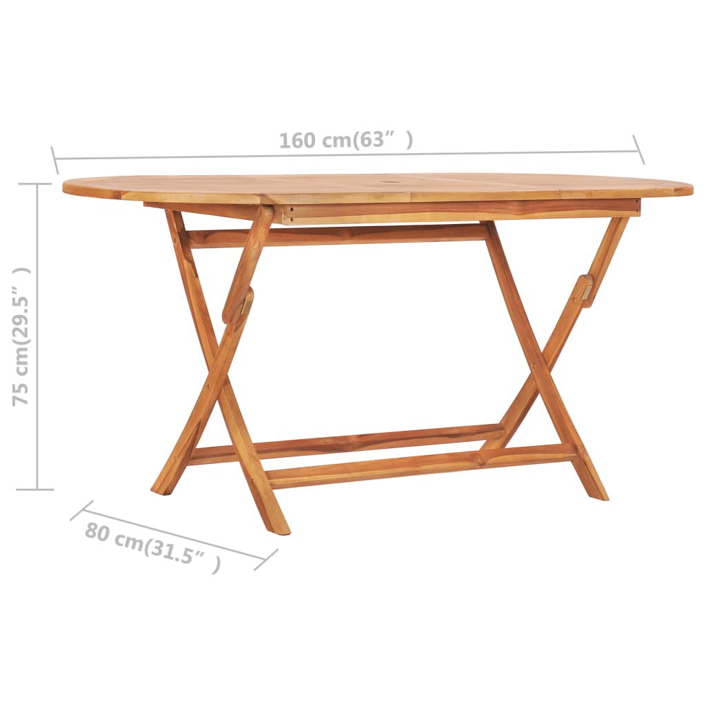 vidaXL Ensemble à manger d'extérieur pliable 9 pcs Bois solide de teck