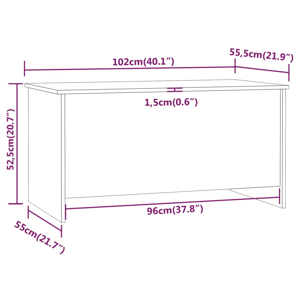 vidaXL Table basse Gris béton 102x55,5x52,5 cm Bois d'ingénierie